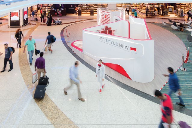 Retail promotional kiosk in an airport terminal